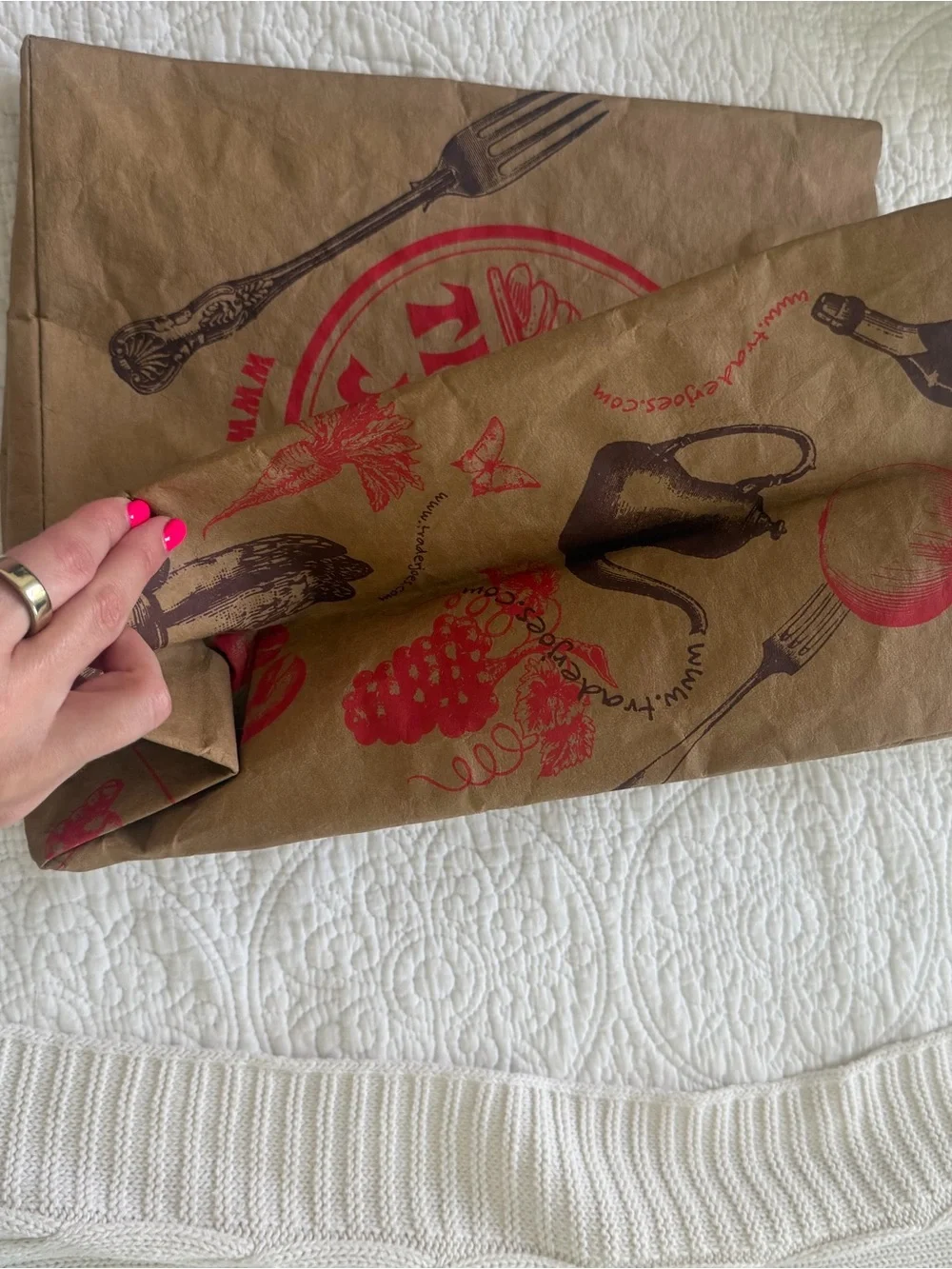 Trader Joe's Brown Tote Bag with Red Logo